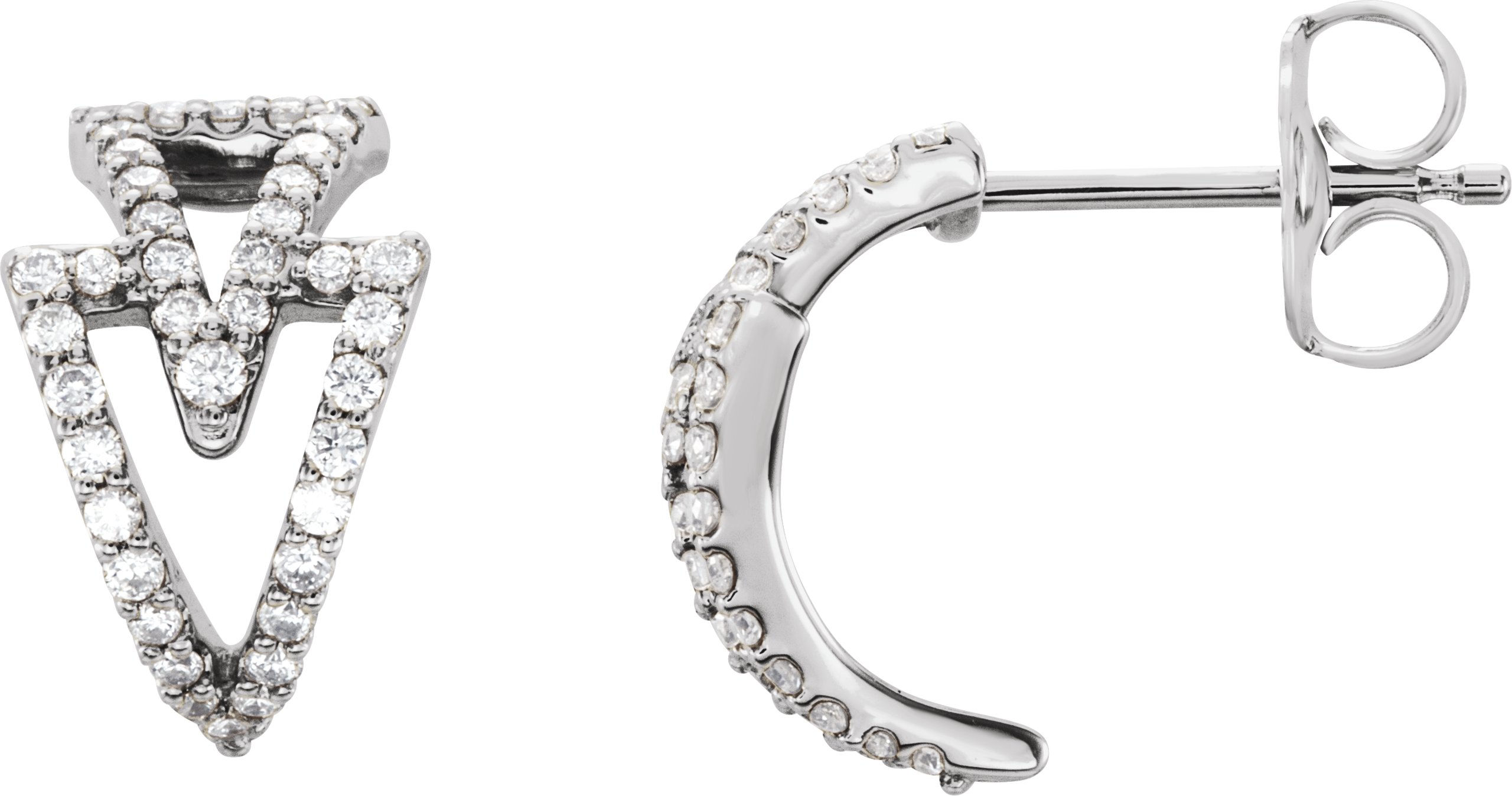 14K White 1/4 CTW Natural Diamond Geometric Hoop Earrings