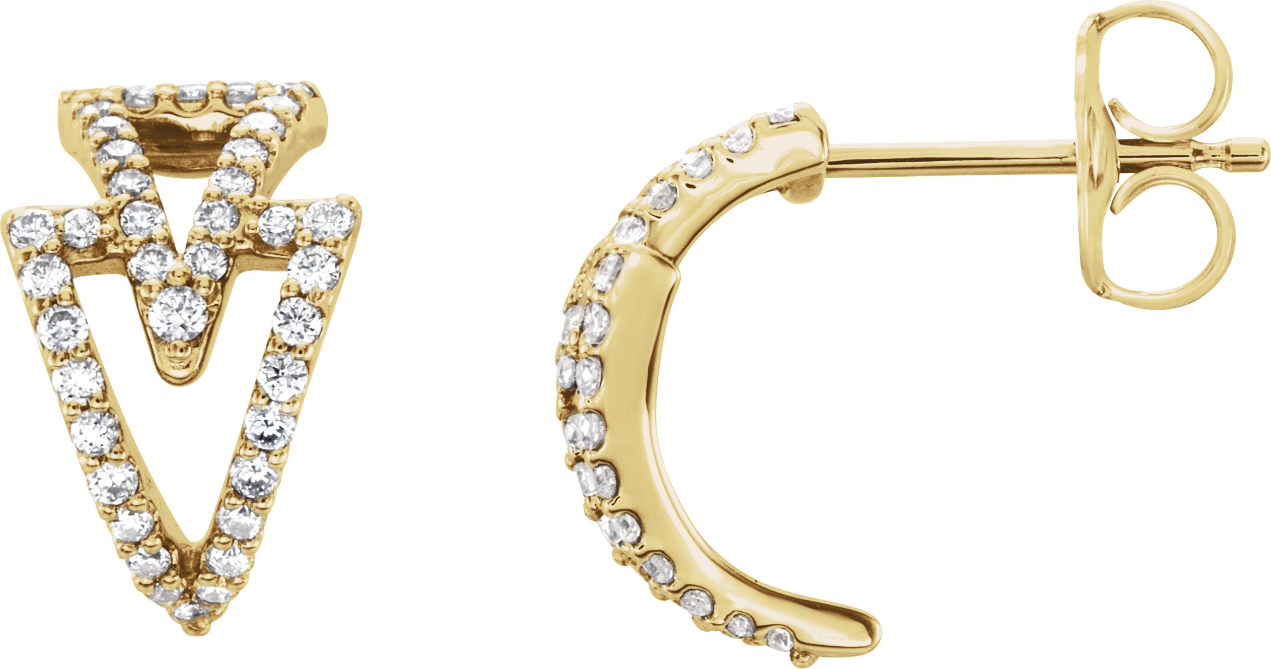 14K Yellow 1/3 CTW Natural Diamond Geometric Hoop Earrings