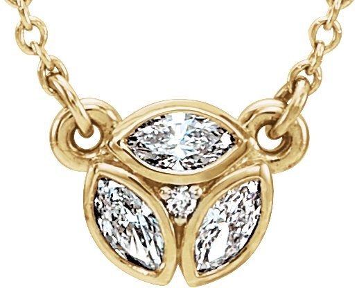 14K Yellow 3-Stone Marquise Diamond 16-18 Necklace