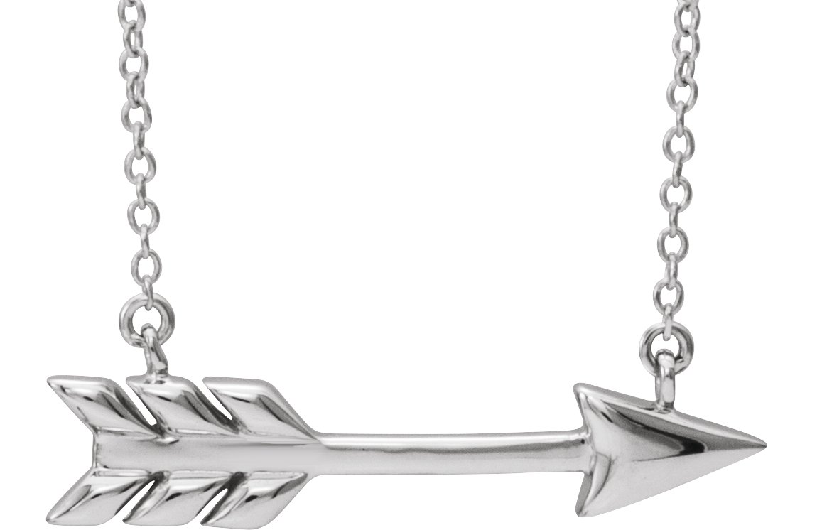 14K White Arrow 16"-18" Necklace