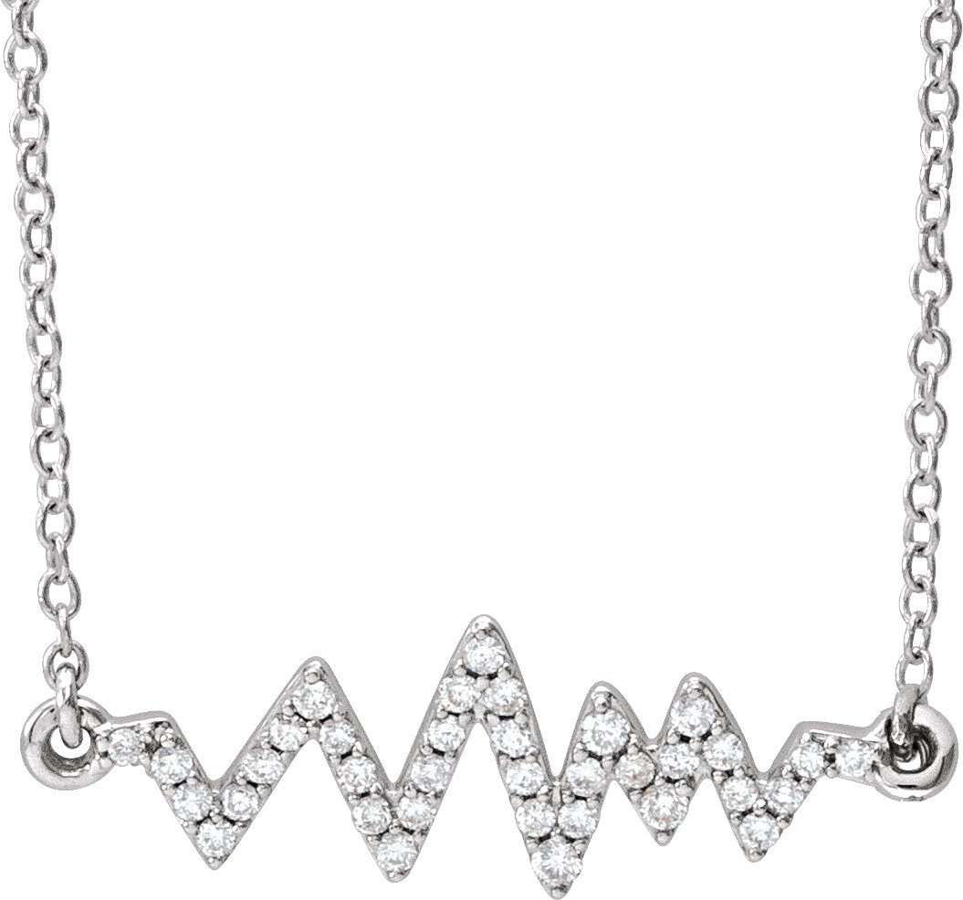 14K White 1/6 CTW Natural Diamond Heartbeat 16-18" Necklace