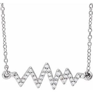 14K White 1/6 CTW Natural Diamond Heartbeat 16-18" Necklace