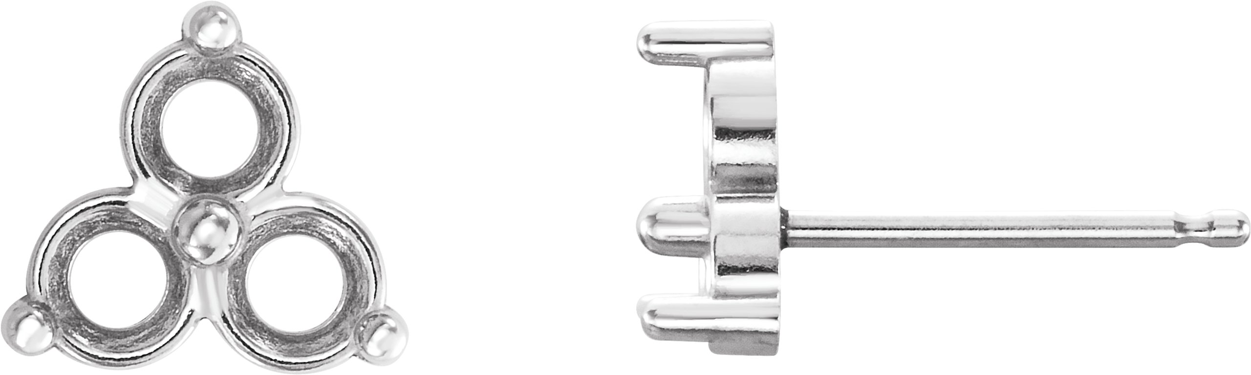 Platinum 2.5 mm Round Three-Stone Earring Mounting