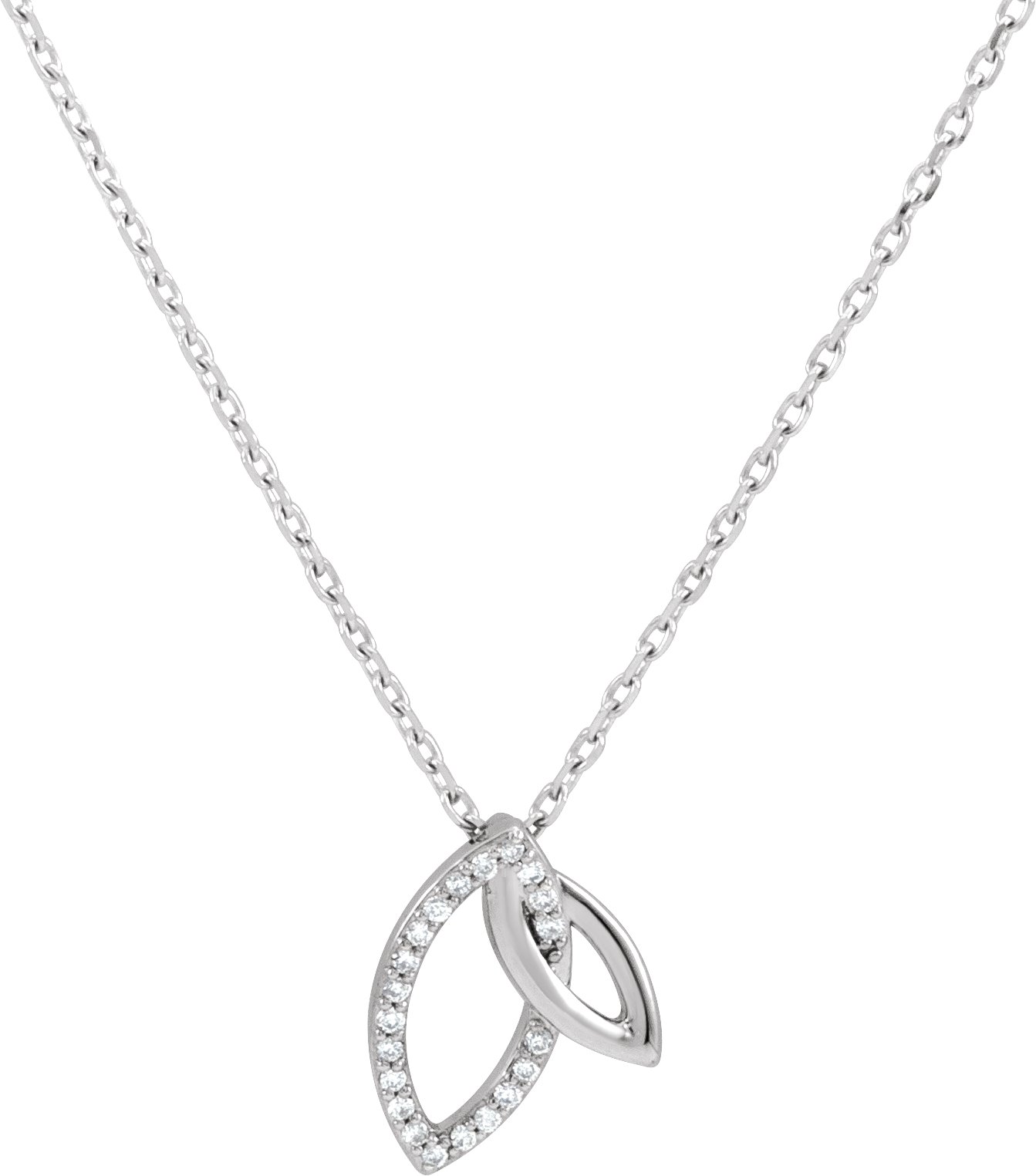 Sterling Silver .05 CTW Diamond Double Leaf 18 inch Necklace Ref. 12402472
