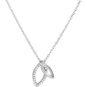 Sterling Silver .05 CTW Natural Diamond Double Leaf 18" Necklace