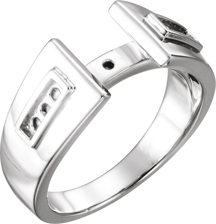 10K X1 Бяло злато Channel-Set Accented Cathedral-Style Peg Shank