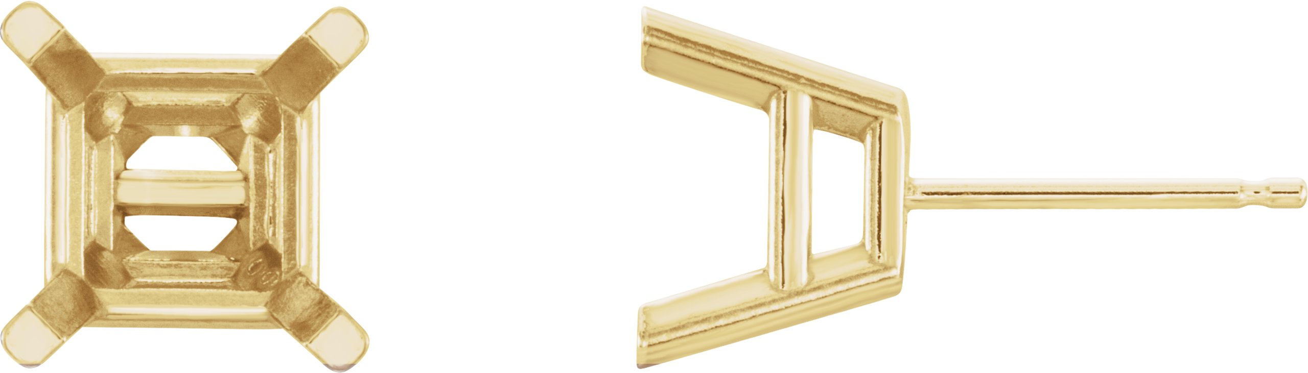 Square 4-Prong Lightweight Stud Earrings