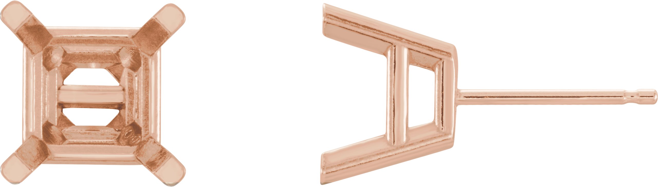Square 4-Prong Lightweight Stud Earrings