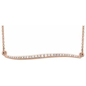 14K Rose 1/6 CTW Diamond Curvilinear Bar 17.5" Necklace