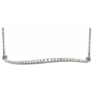 14K White 1/6 CTW Natural Diamond Bar 17.5" Necklace