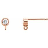 14K Rose 1/6 CTW Diamond Micro Bezel Earring Top 