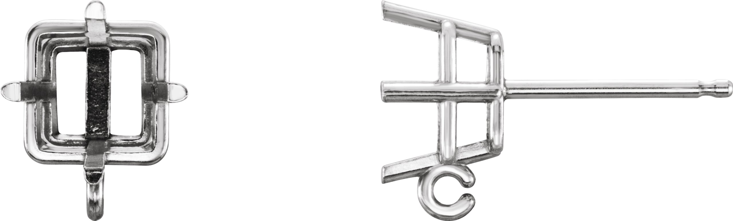 Square 4-Prong Earring Top