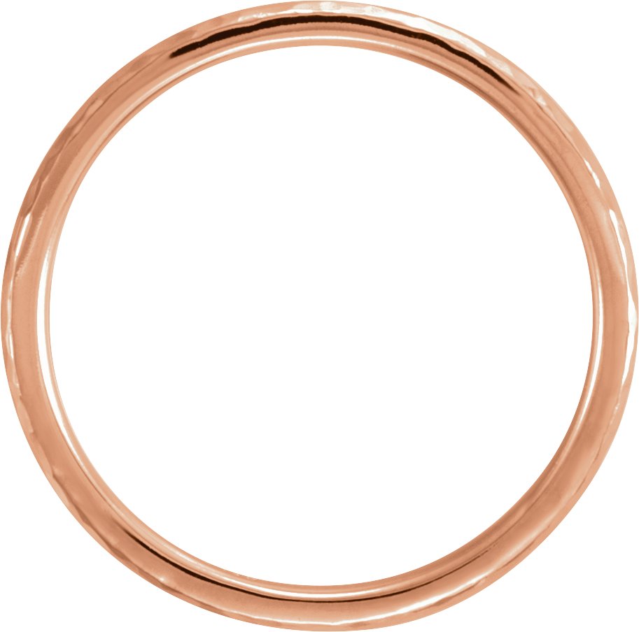14K Rose 3 mm Half Round Band with Hammer Finish Size 6.5 
