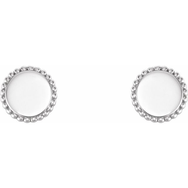 Sterling Silver Engravable Beaded Earrings