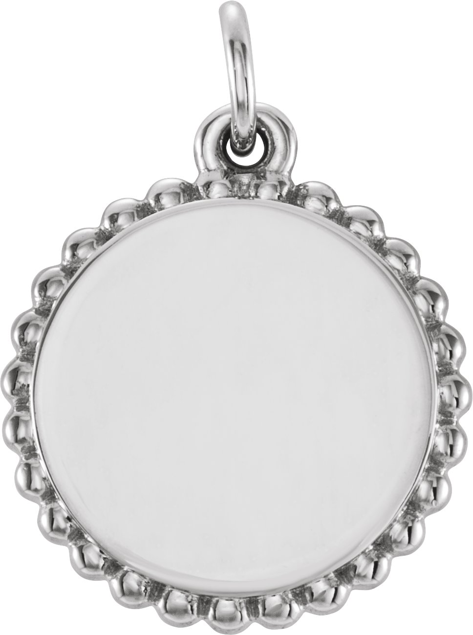 Sterling Silver Engravable Beaded Disc Pendant