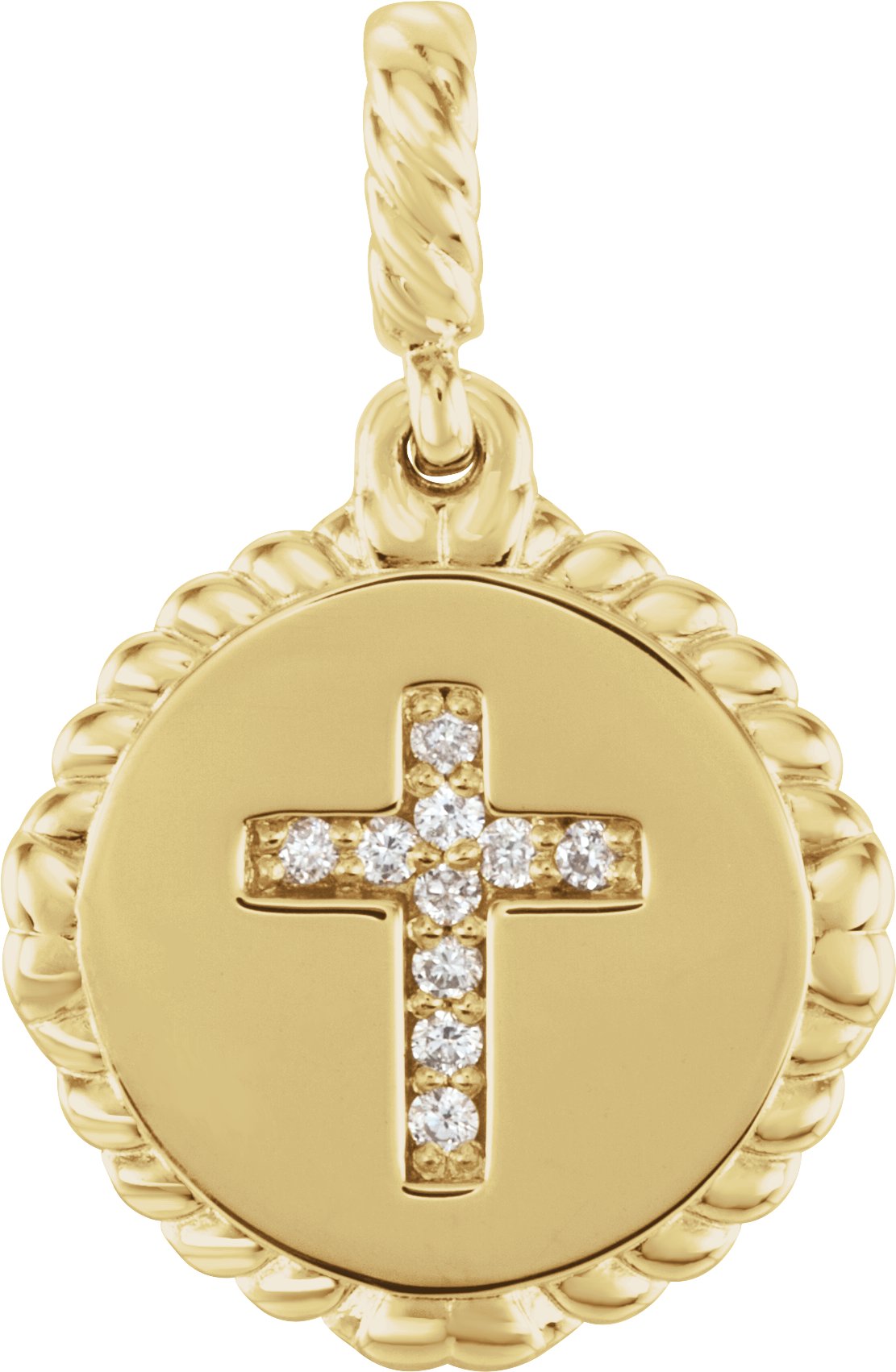 14K Yellow .04 CTW Diamond Cross Rope Pendant Ref. 12449036