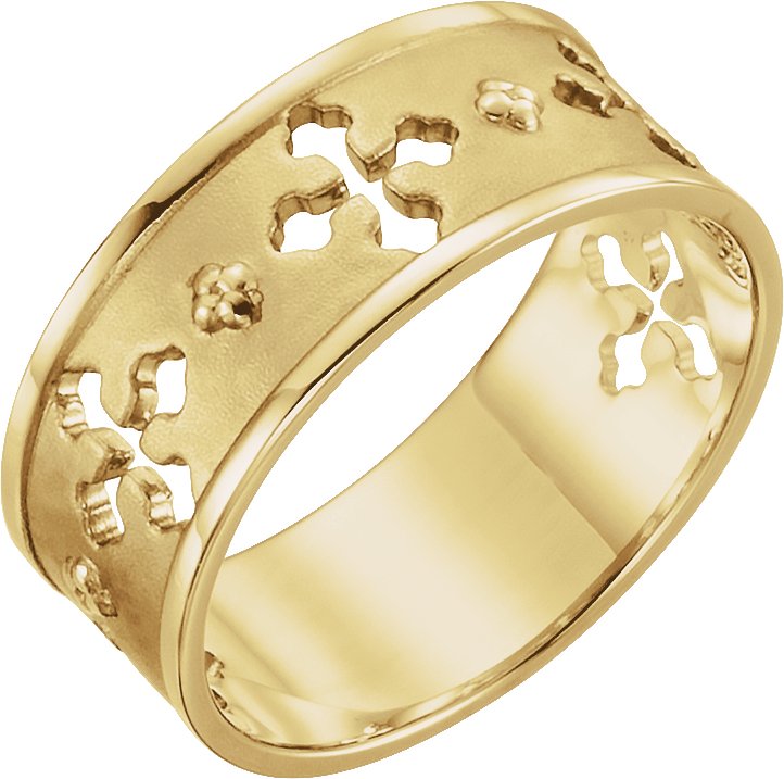 14K Yellow Pierced Cross Ring