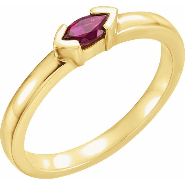 14K Yellow Natural Pink Tourmaline Family Stackable Ring