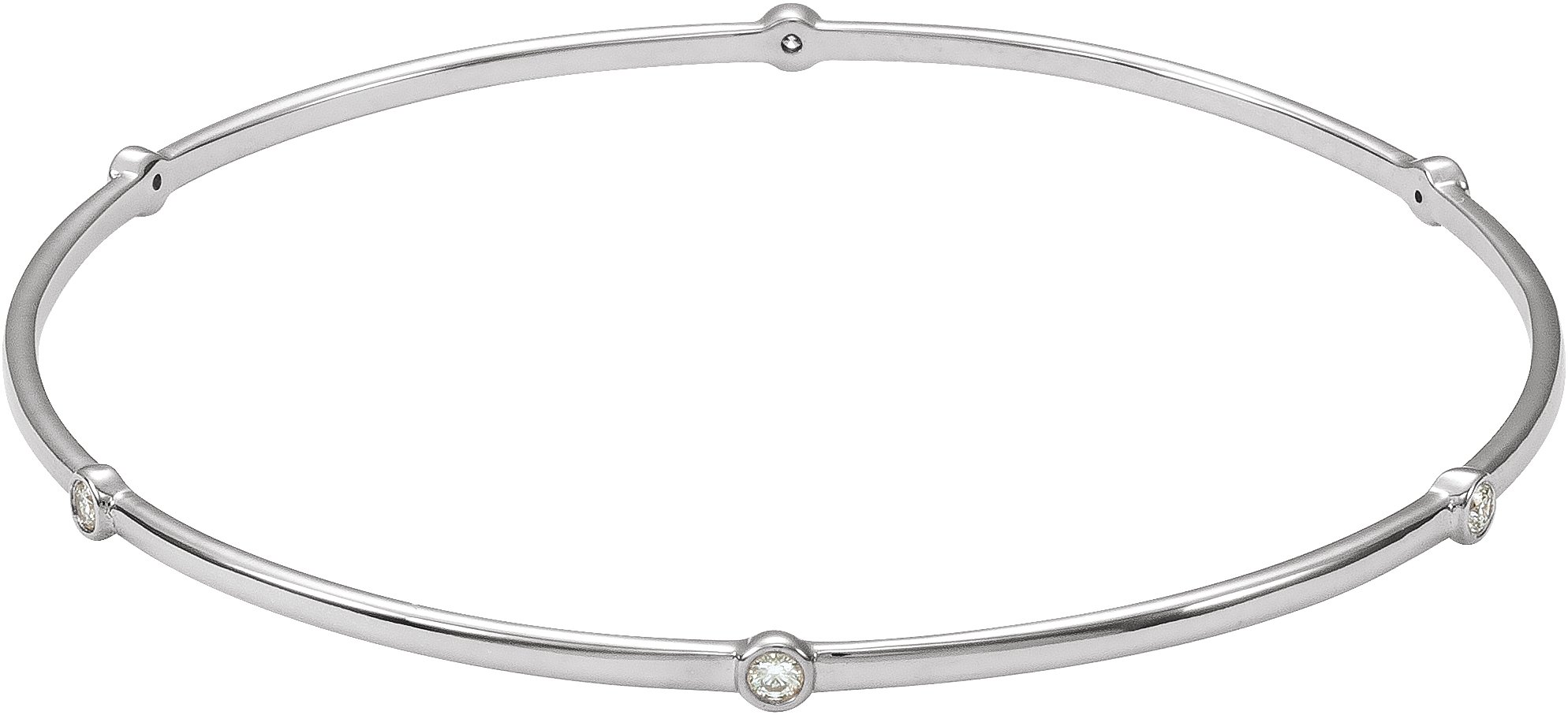14K White 1/4 CTW Natural Diamond Bezel-Set Bangle 8" Bracelet