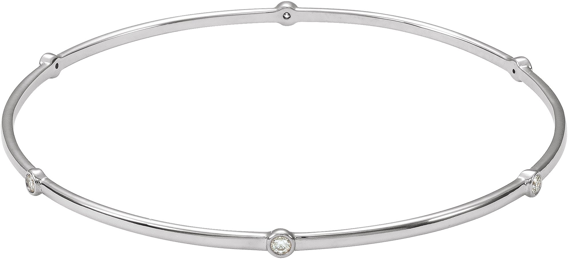 Sterling Silver 1/4 CTW Natural Diamond Bezel-Set Bangle 8 Bracelet