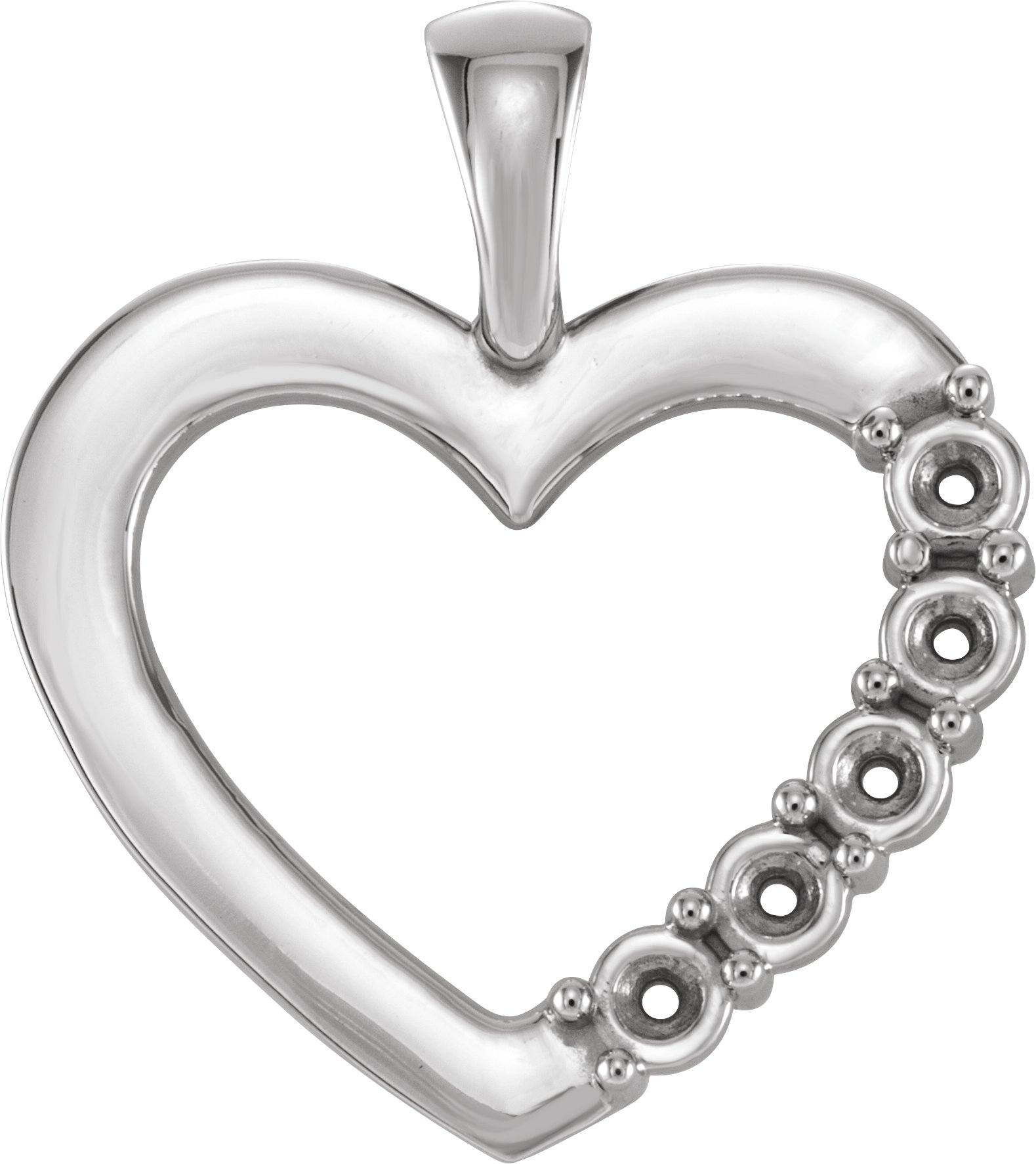 Sterling Silver 5 Stone Family Heart Pendant