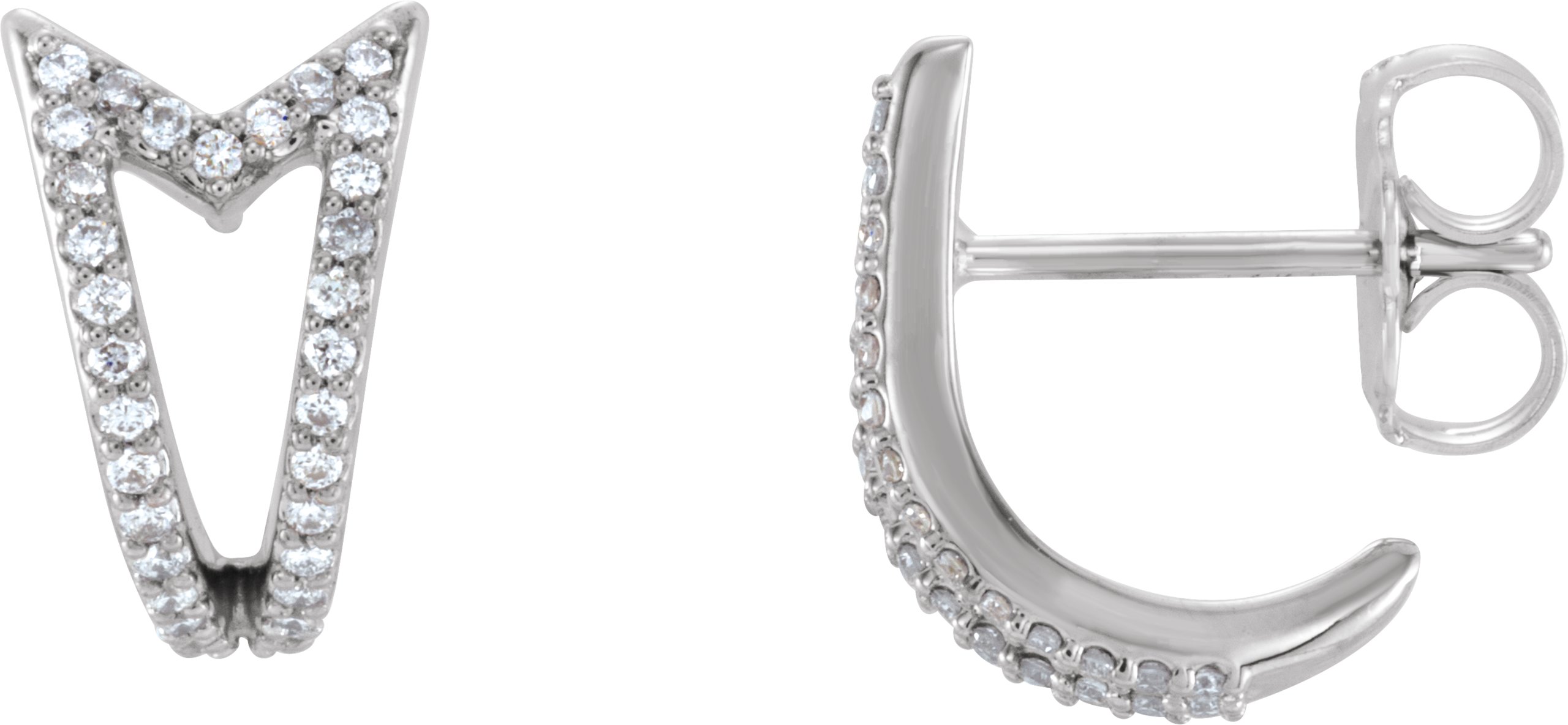 14K White 1/6 CTW Natural Diamond Geometric J-Hoop Earrings