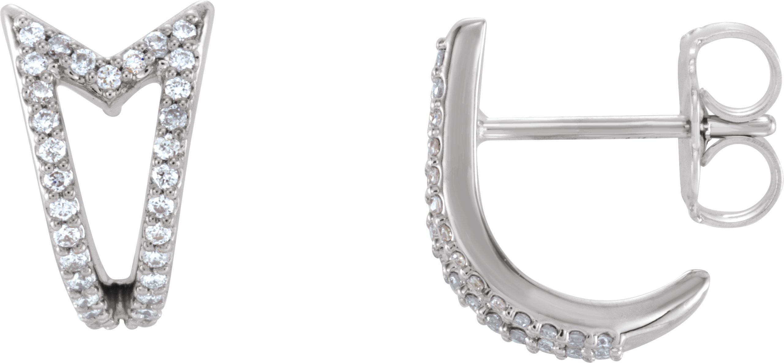 14K White 1/6 CTW Diamond Geometric J-Hoop Earrings