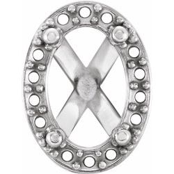Oval 4-Prong Halo-Style Setting for Earring Assenbly