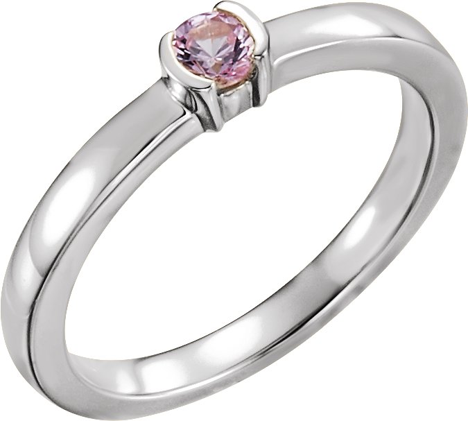 14K White Pink Tourmaline Family Stackable Ring Ref 16232464