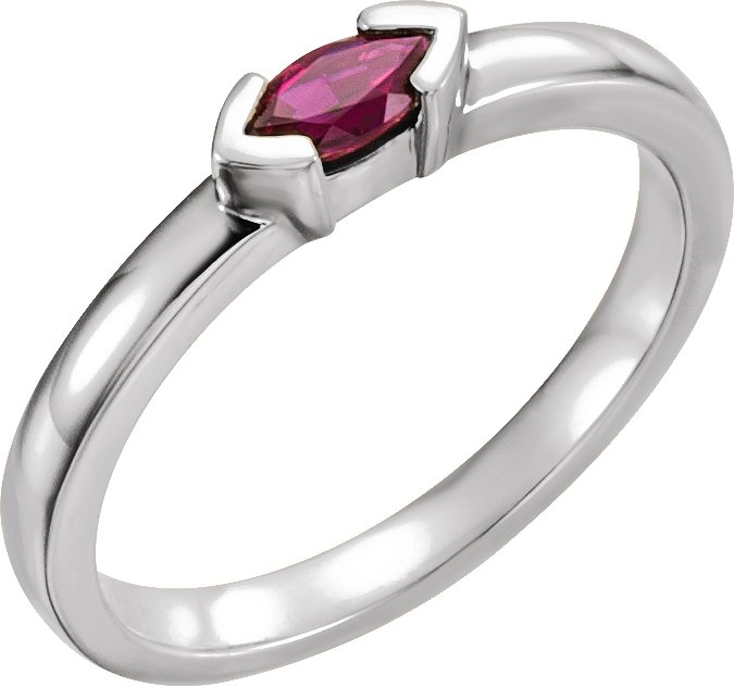 14K White Pink Tourmaline Marquise Stackable Family Ring Ref 16232335