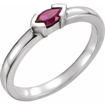 14K White Pink Tourmaline Marquise Stackable Family Ring Ref 16232335