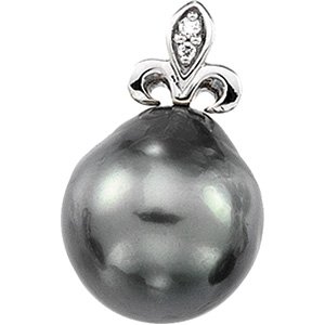 Tahitian Cultured Pearl and Diamond Pendant 12mm .02 CTW Ref 251966