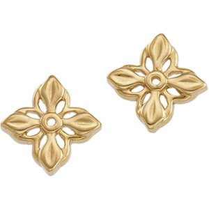 14K Yellow Floral-Inspired Earring Jacket