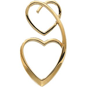 14K White Double Heart Pendant