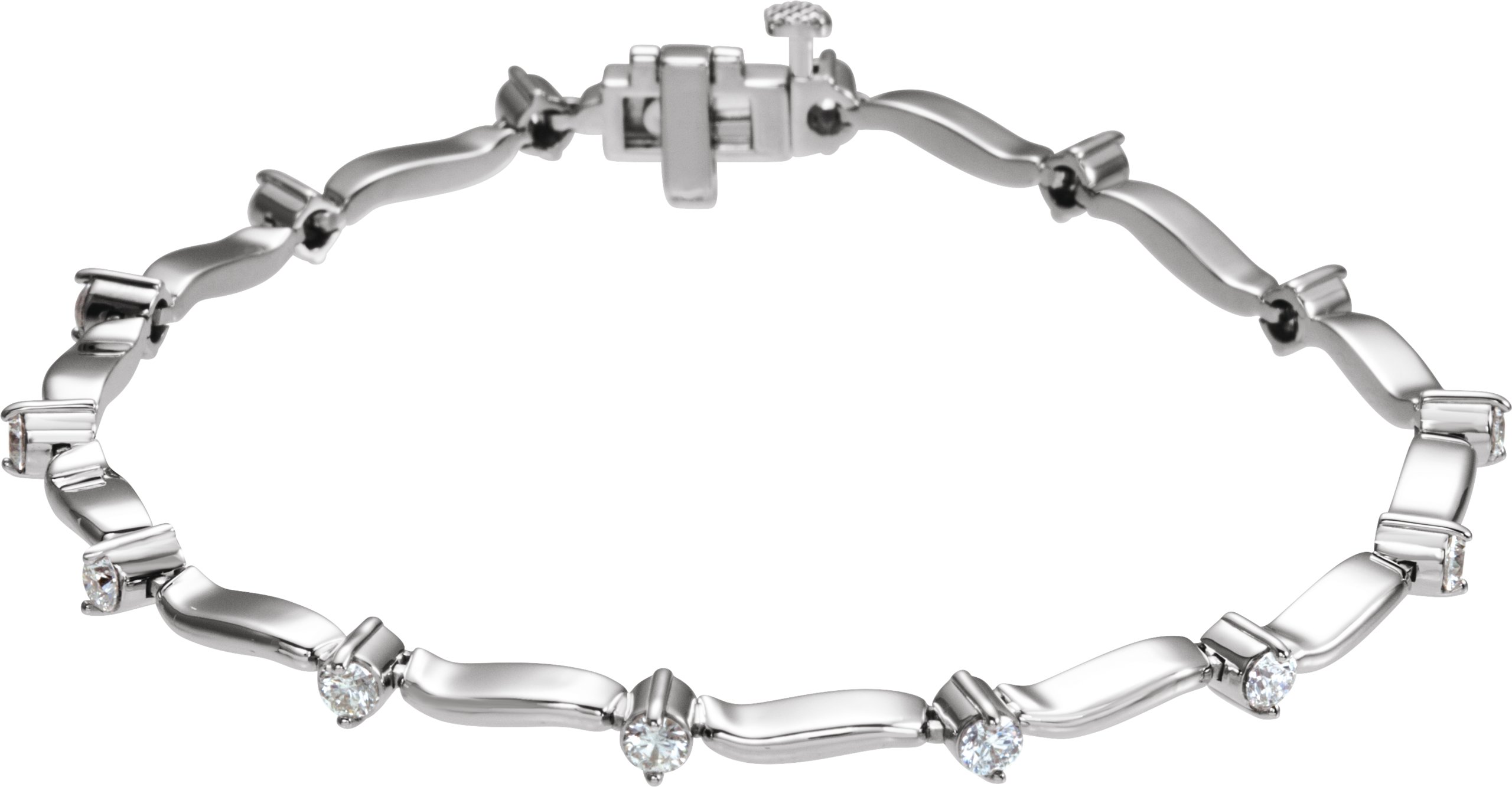 14K White 1 CTW Natural Diamond Line 7" Bracelet