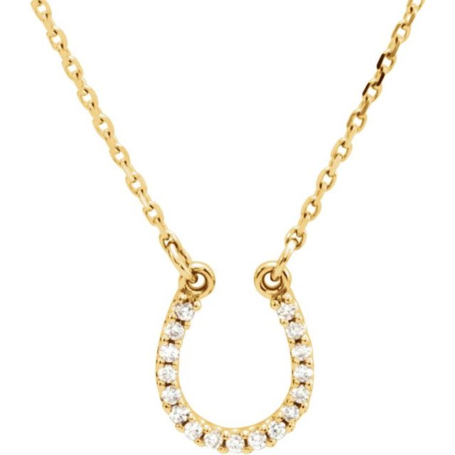 14K Yellow .07 CTW Diamond Horseshoe 16" Necklace