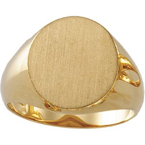 18K Yellow 16x14 mm Oval Signet Ring