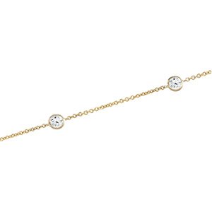 14K Yellow 4 mm Round Imitation White Cubic Zirconia 9-Station 18 Necklace