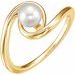 14K Yellow 5.5-6.0 mm Cultured White Freshwater Pearl Ring
