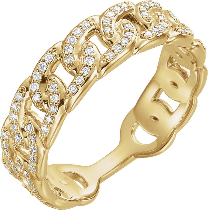 14K Yellow 1/4 CTW Diamond Stackable Chain Link Ring