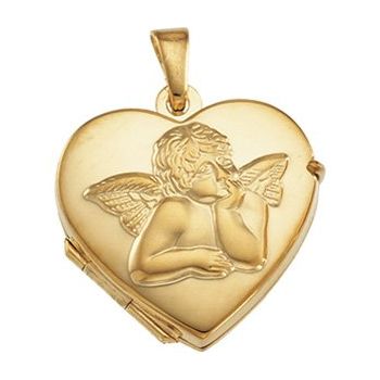 Heart Shaped Locket with Angel 17.5 x 18.5mm Ref 614369