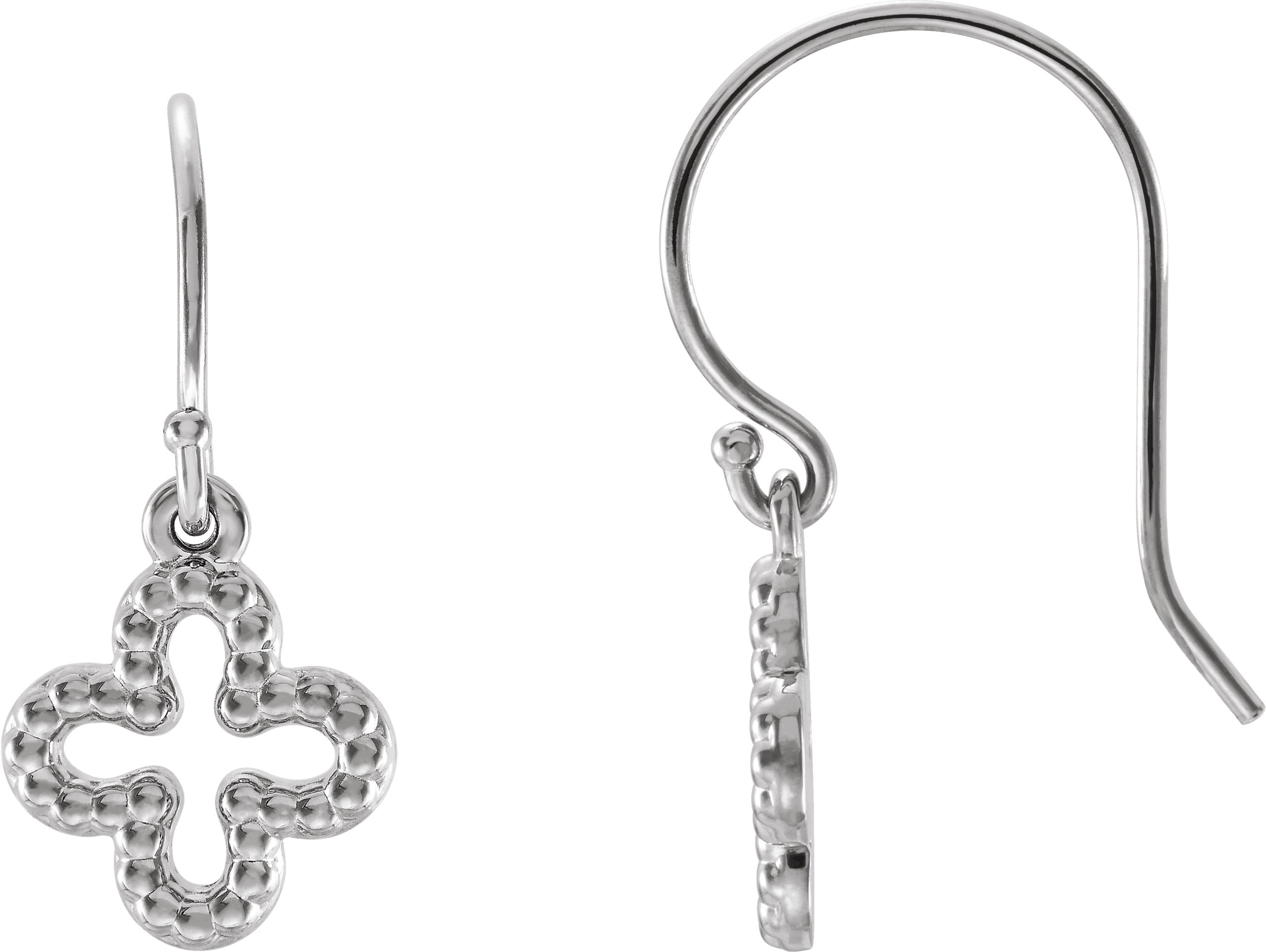 Sterling Silver Beaded Clover Earrings