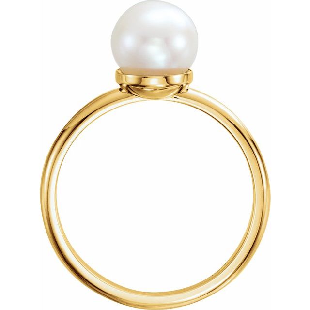 14K Yellow 7.5-8.0mm Freshwater Cultured Pearl Ring