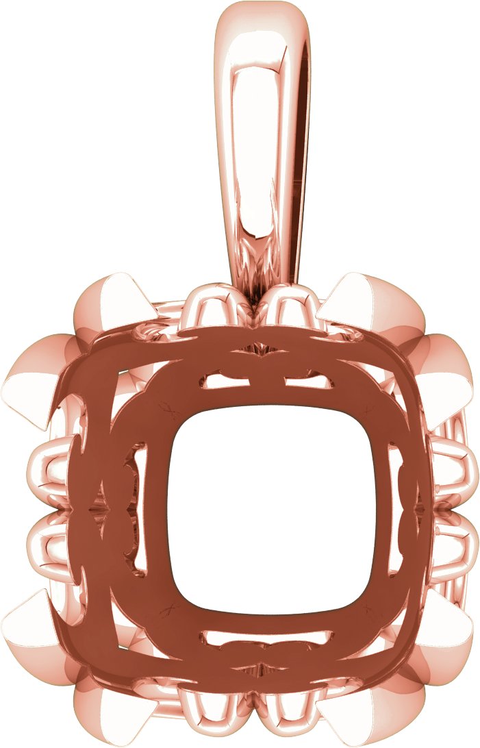 Cushion 4-Prong Scroll Pendant
