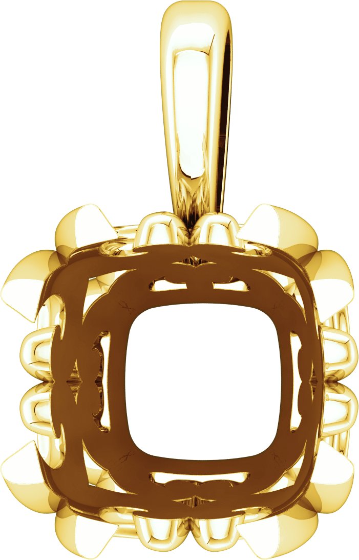 Cushion 4-Prong Scroll Pendant