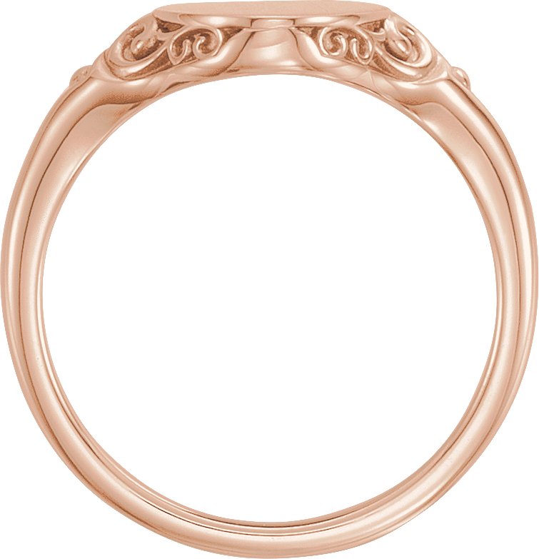 14K Rose 13x9 mm Oval Signet Ring