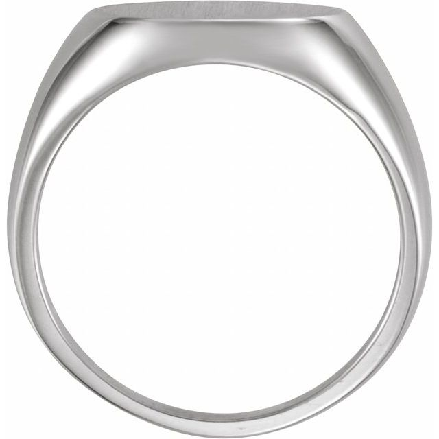14K White 15 mm Round Signet Ring
