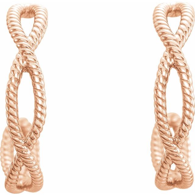 14K Rose 20x4 mm Rope Hoop Earrings