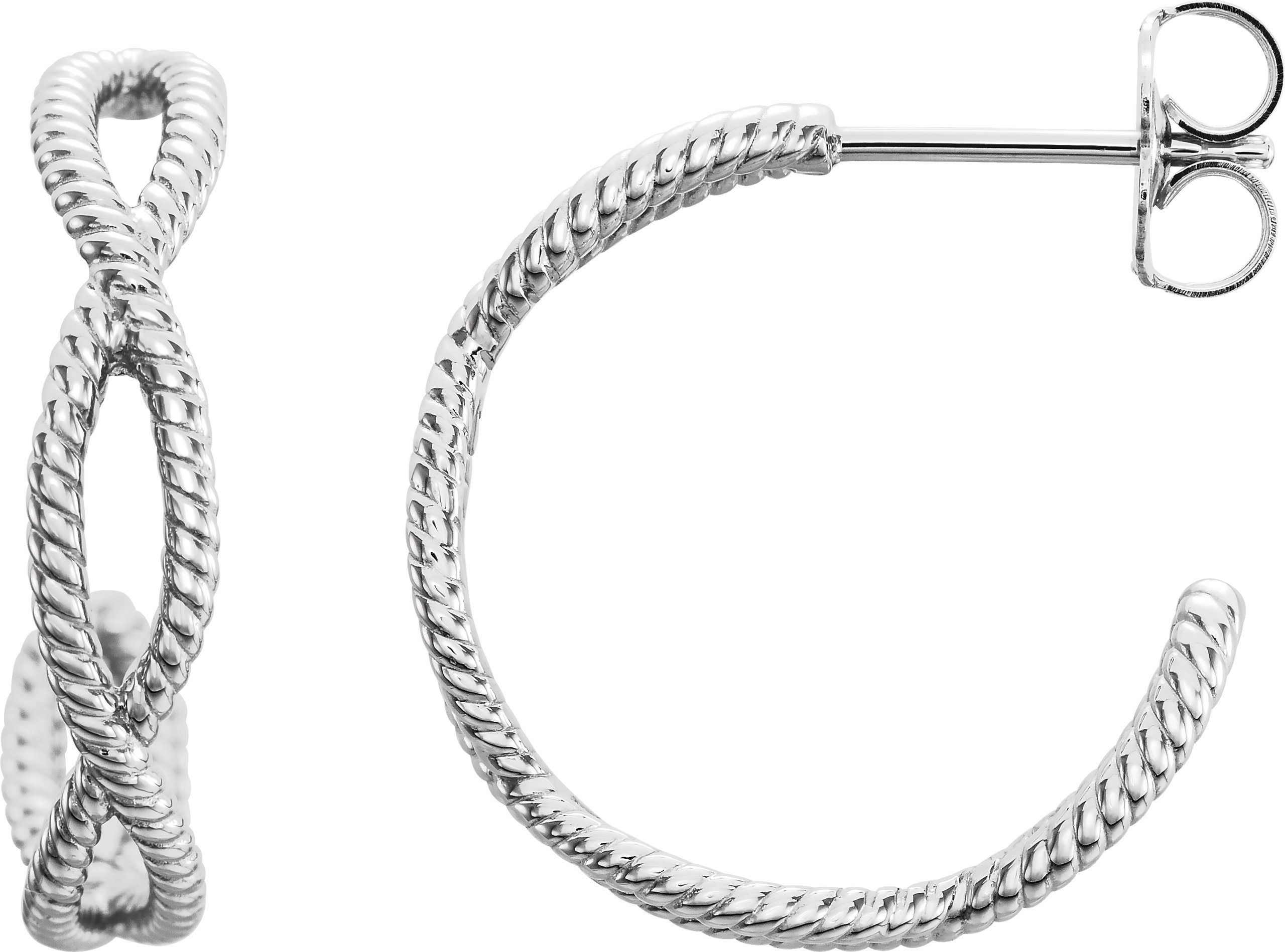 Platinum 17x3.6 mm Rope Hoop Earrings