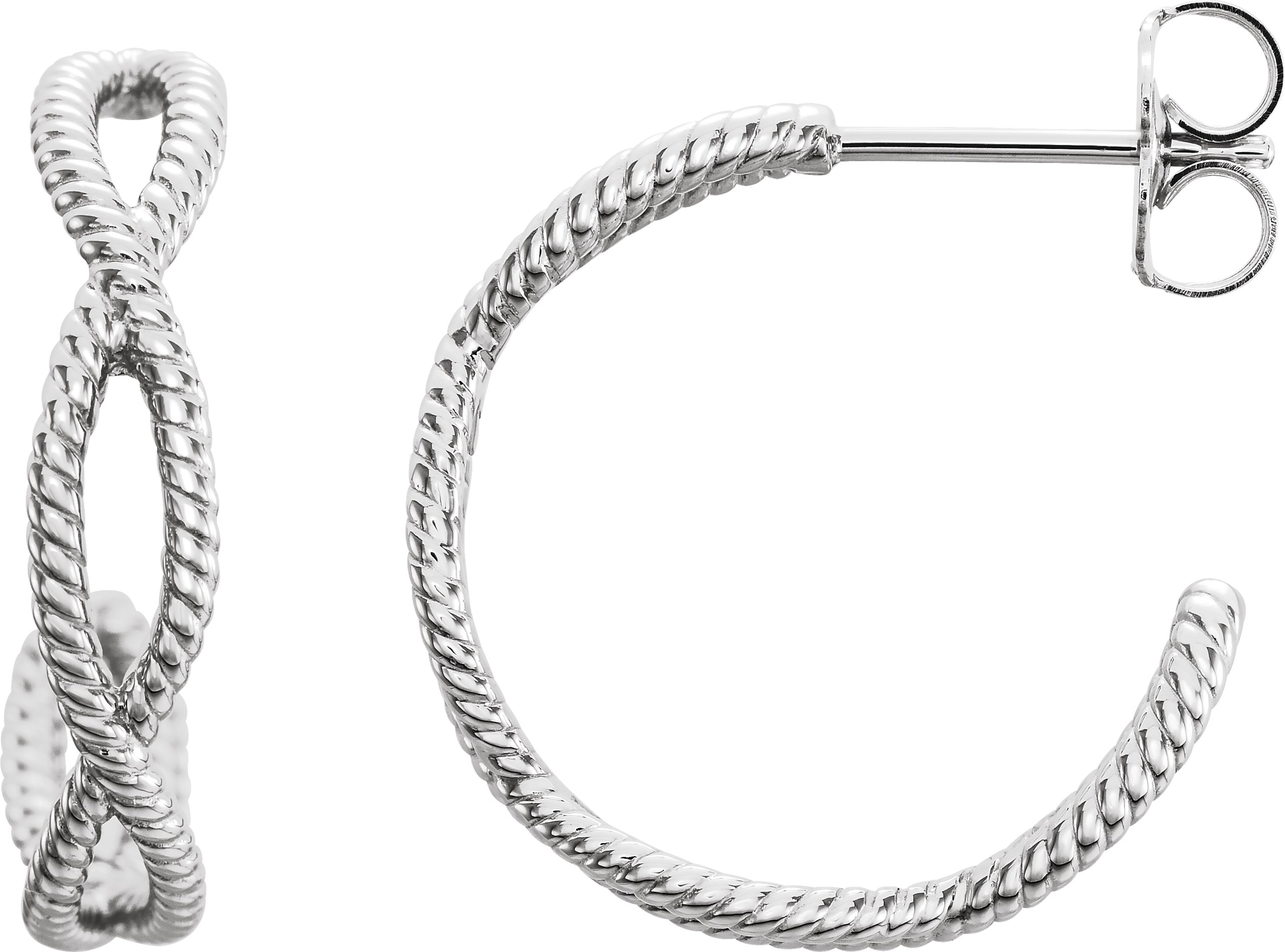 14K White Rope 20 mm Hoop Earrings